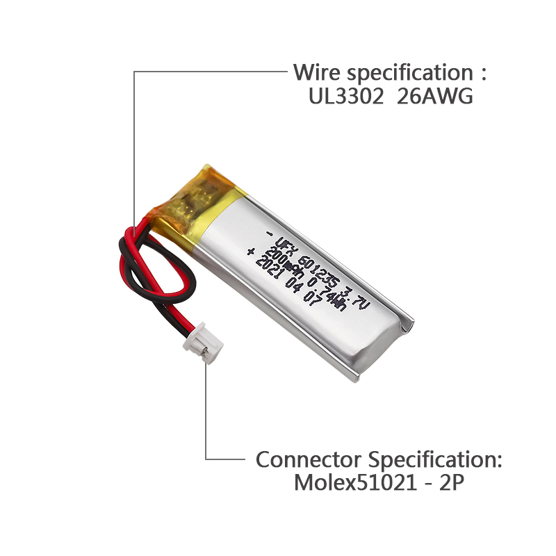 Cell Factory 도매 공급 스마트 안경 배터리 UFX 601235 200mAh 3.7V 소형 리튬 배터리