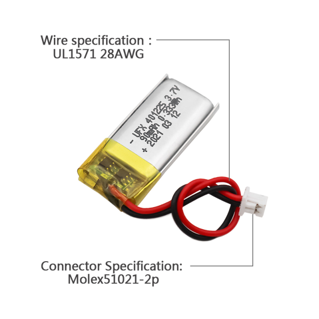 UFX 401225 90mAh 3.7V-리튬 폴리머 셀 솔루션