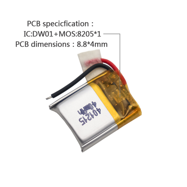 China Polymer Lithium-ion Cell Manufacturer Supply Children Toy Rechargeable Battery UFX 401215  40mAh 3.7V Li-ion Battery