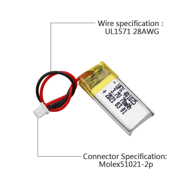 중국 리튬 이온 폴리머 배터리 제조업체 Bluetooth 헤드폰 배터리 도매 UFX 401025 70mAh 3.7V 미니 충전 배터리