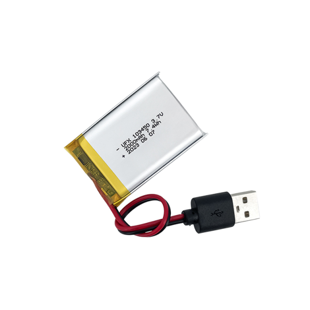 Polymer Lithium-ion Cell Manufacturer Wholesale Medical Wearable Equipment Rechargeable Battery UFX103450 2000mAh 3.7V Rechargeable Li-po Battery