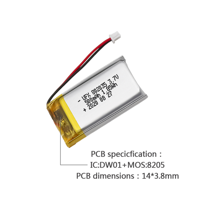 중국 리튬 이온 전지 제조업체 맞춤형 공기 청정기 배터리 UFX 654065-5C 1900mAh 3.7V 5C 방전 배터리 팩