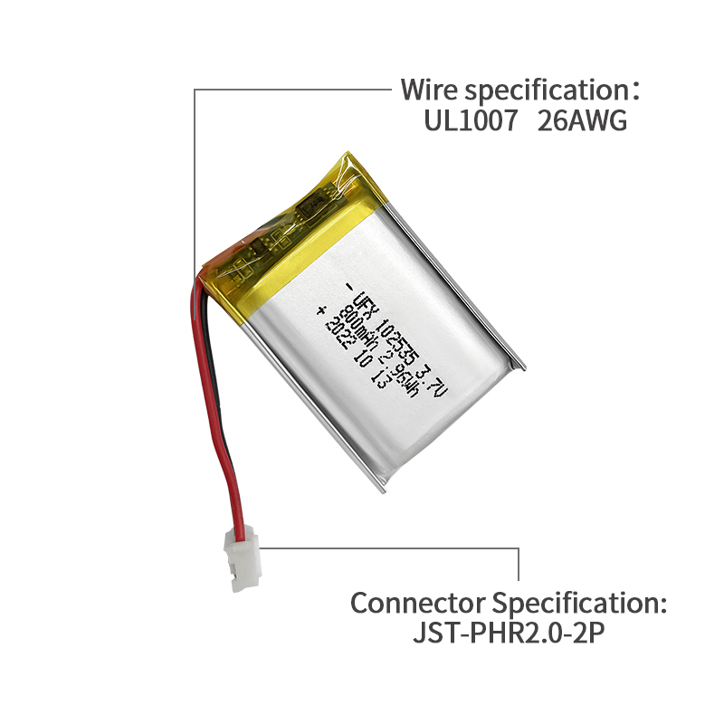Chinese Li-po Cell Factory Customized VR Glasses Battery UFX 102535  800mAh 3.7V Lithium-polymer Battery