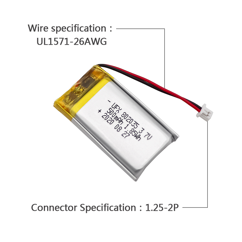 중국 리튬 이온 전지 제조업체 맞춤형 공기 청정기 배터리 UFX 654065-5C 1900mAh 3.7V 5C 방전 배터리 팩