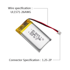 중국 리튬 이온 전지 제조업체 맞춤형 공기 청정기 배터리 UFX 654065-5C 1900mAh 3.7V 5C 방전 배터리 팩