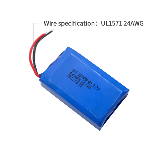 전문 리튬 이온 전지 제조업체 전문 맞춤형 의료장비 배터리 UFX 103450-2P 4000mAh 3.7V 충전식 리튬 폴리머 배터리