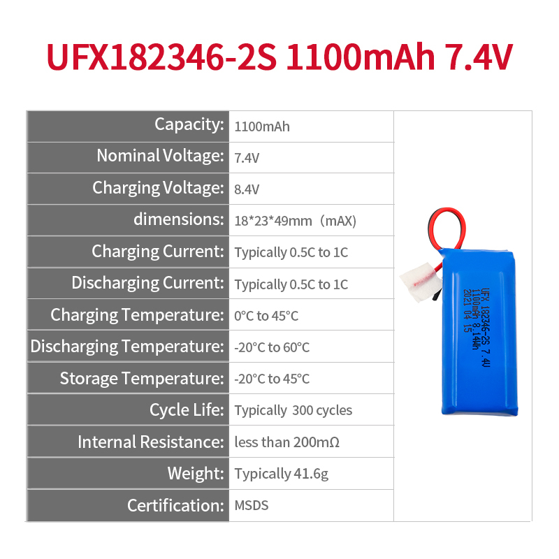 중국 리튬 이온 전지 제조업체 맞춤형 공기 청정기 배터리 UFX 654065-5C 1900mAh 3.7V 5C 방전 배터리 팩