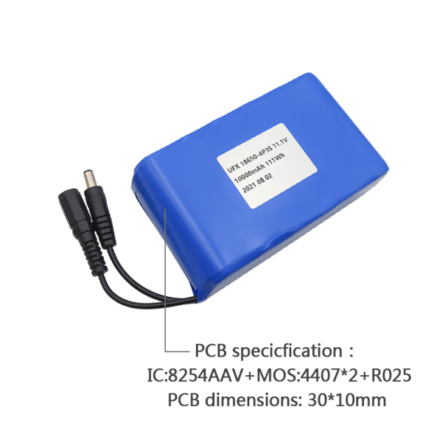 중국 리튬 이온 셀 제조업체 의료장비용 인기 상품 배터리 UFX 18650-4P3S 10000mAh 11.1V 리튬 이온 배터리 팩