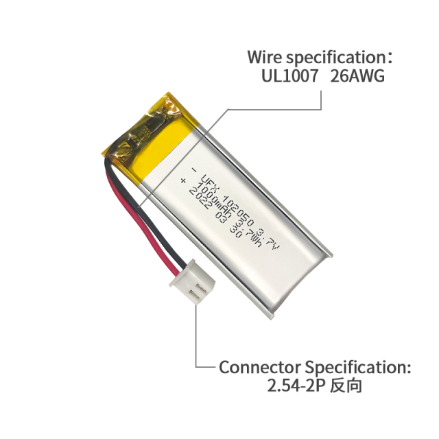 Rechargeable Cell Factory Custom Battery UFX102050 3.7V 1000mAh Lithium-ion polymer Battery