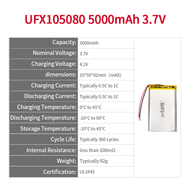 리포 셀 제조업체 맞춤형 VR 안경 배터리 UFX 503233 450mAh 3.7V 5C 방전 배터리 팩