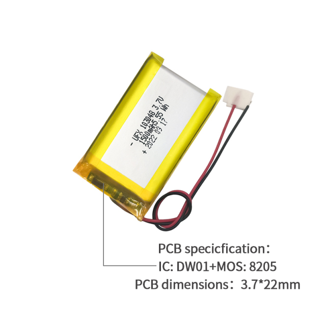중국 폴리머 리튬이온 셀 제조업체 도매 얼굴 미용기기 배터리 UFX 103048 1500mAh 3.7V 리포 배터리 팩