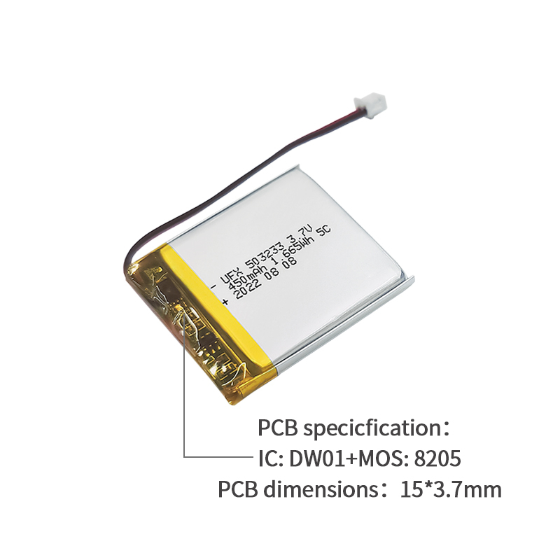 Lipo Cell Manufacturer Customized VR Glasses Battery UFX 503233 450mAh 3.7V 5C Discharge Battery Pack
