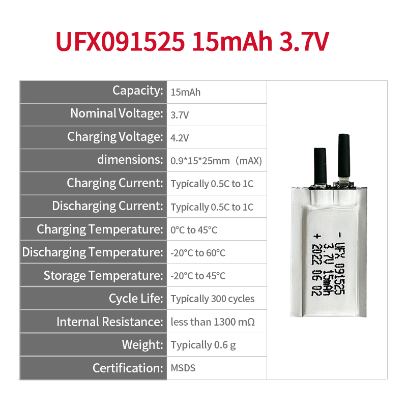 중국 리튬 이온 전지 제조업체 맞춤형 공기 청정기 배터리 UFX 654065-5C 1900mAh 3.7V 5C 방전 배터리 팩