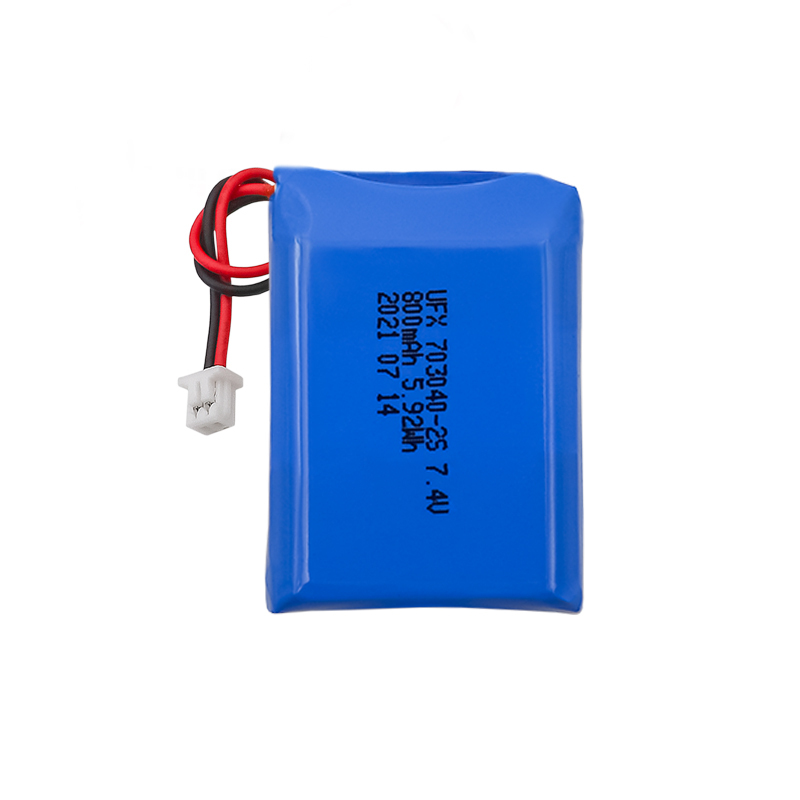 리튬이온 폴리머 셀 제조업체 조명 장치용 충전식 배터리 생산 UFX 703040-2S 800mAh 7.4V 충전식 리튬 폴리머 배터리 팩