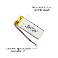 리포 셀 제조업체 도매 충전식 배터리 UFX 502050 500mAh 3.7V KC UL 인증서