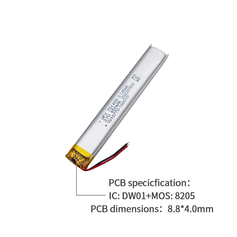 China Lipo Cell Manufacturer Custom for Massager High Voltage Battery UFX 701488 850mAh 3.7V High Quality Rechargeable Battery
