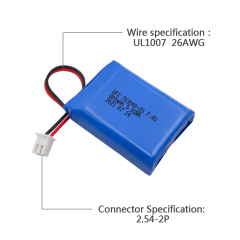 리튬이온 폴리머 셀 제조업체 조명 장치용 충전식 배터리 생산 UFX 703040-2S 800mAh 7.4V 충전식 리튬 폴리머 배터리 팩