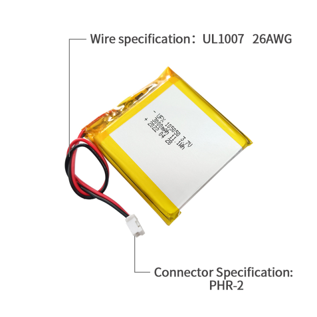리튬 이온 전지 제조 E-카드용 맞춤형 초박형 배터리 UFX 105050 3000mAh 3.7V 리튬 이온 폴리머 배터리 팩