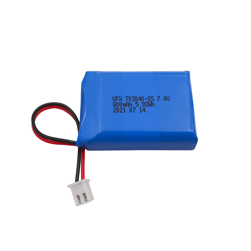 리튬이온 폴리머 셀 제조업체 조명 장치용 충전식 배터리 생산 UFX 703040-2S 800mAh 7.4V 충전식 리튬 폴리머 배터리 팩