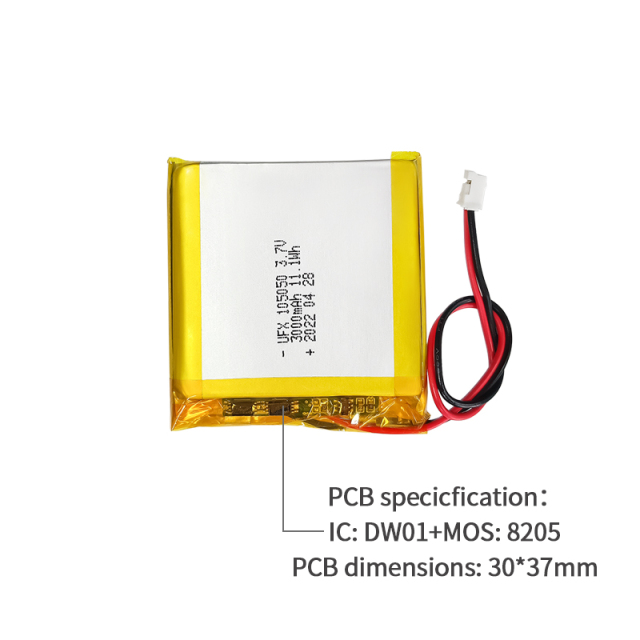 리튬 이온 전지 제조 E-카드용 맞춤형 초박형 배터리 UFX 105050 3000mAh 3.7V 리튬 이온 폴리머 배터리 팩