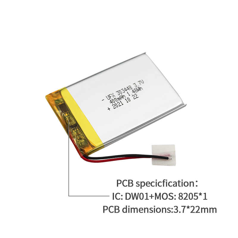 중국 리튬 폴리머 셀 공장 디지털 기기 리포 배터리 도매 UFX 303448 400mAh 3.7V 충전식 리포 배터리