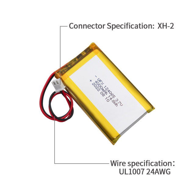 중국 리튬 이온 셀 공장 블루투스 스피커 배터리 생산 UFX 124065 4000mAh 3.7V 리튬 폴리머 배터리