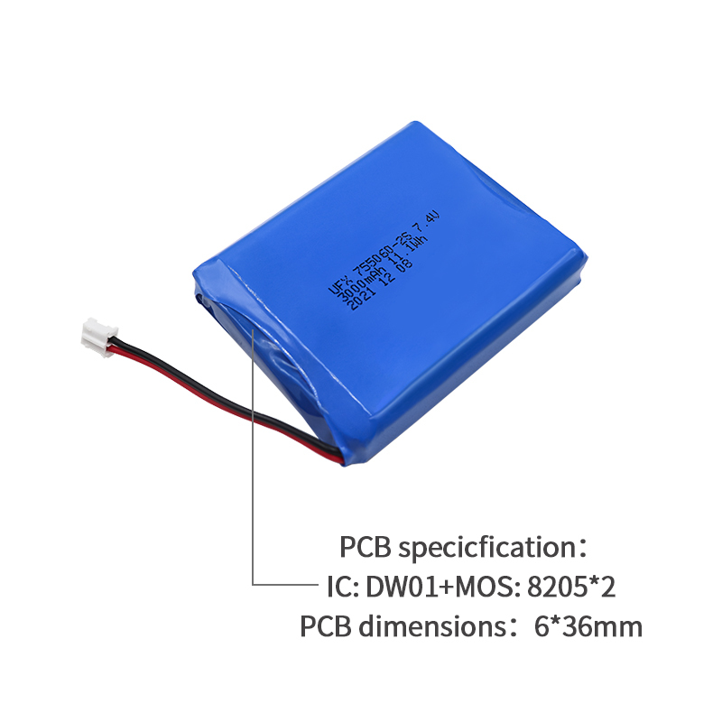 Lithium-ion Rechargeable Cell Factory Wholesale Digital Device Lipo Battery UFX 755060-2S 3000mAh 7.4V Safety Lipo Battery
