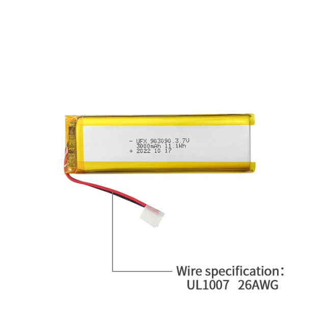 China Polymer Lithium-ion Cell Manufacturer Hot Selling Batteries for Medical Equipment UFX903090 3000mAh 3.7V Rechargeable Li-po Battery