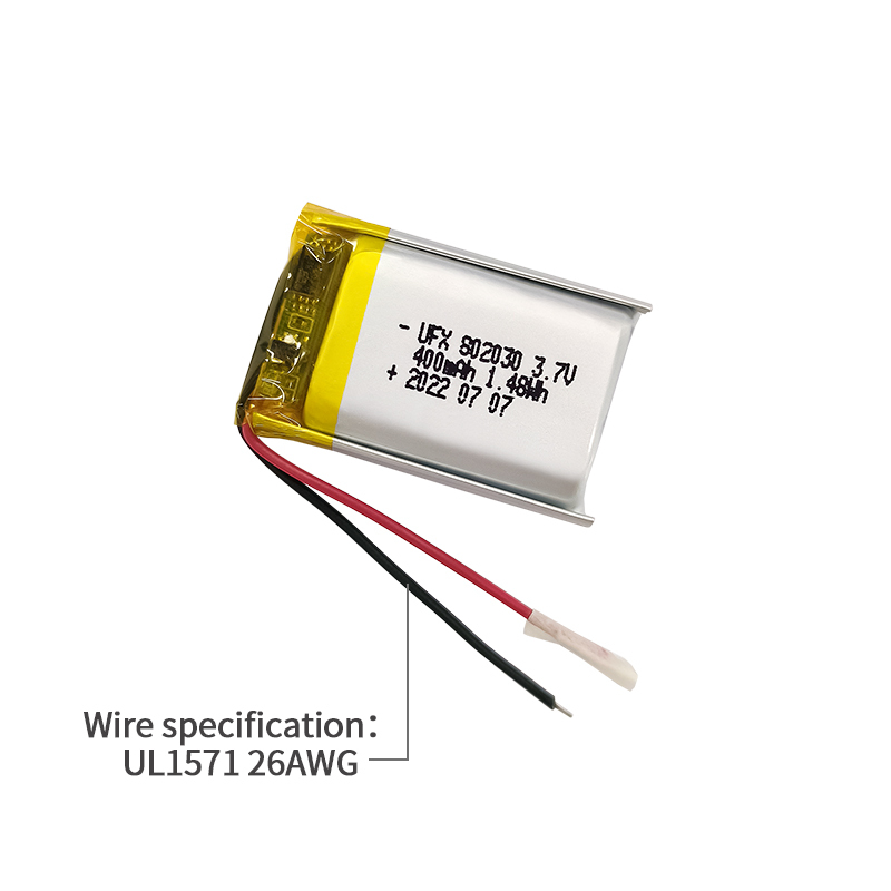 중국 리튬 이온 셀 공장 맞춤형 지문인식 잠금장치용 배터리 UFX 802030 400mAh 3.7V 충전식 Li-po 배터리