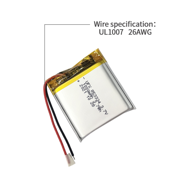 China Lithium-ion Polymer Cell Factory Wholesale Rechargeable Battery UFX 853334 1000mAh 3.7V Lipo Battery Pack