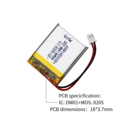 중국 리튬 이온 전지 제조업체 맞춤형 공기 청정기 배터리 UFX 502535 400mAh 3.7V  방전 배터리 팩