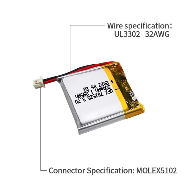리포 셀 제조업체 도매 미용기기 배터리 UFX 702525 350mAh 3.7V 충전식 Li-po 배터리