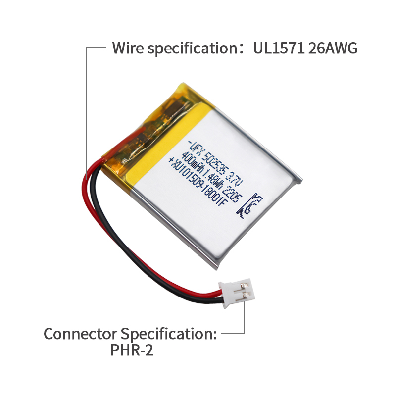 중국 리튬 이온 전지 제조업체 맞춤형 공기 청정기 배터리 UFX 502535 400mAh 3.7V  방전 배터리 팩