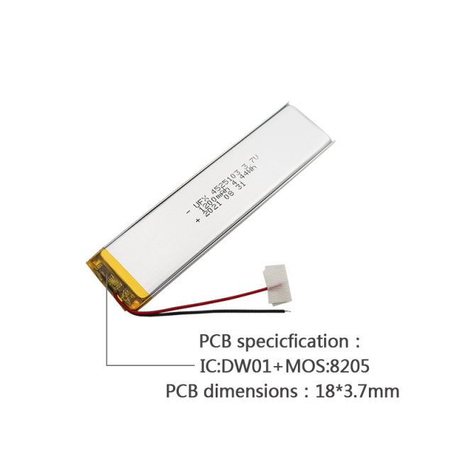 리튬 이온 충전식 전지 공장 조명용 전지를 공급하다 UFX 4525103 1200mAh 3.7V 충전식 리튬 폴리머 배터리