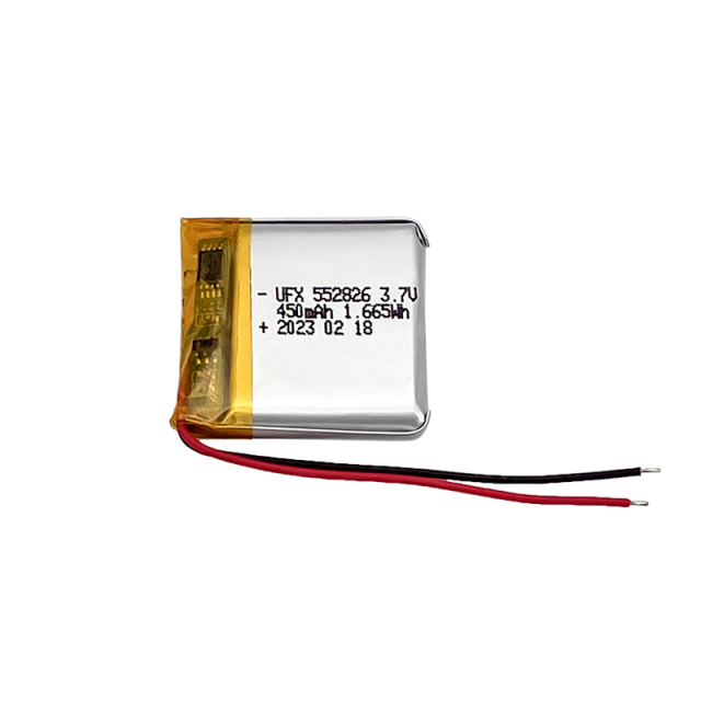 중국 리튬 이온 전지 제조업체 맞춤형 공기 청정기 배터리 UFX 552826 450mAh 3.7V 방전 배터리 팩