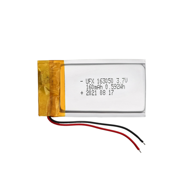 전문 리튬 이온 전지 제조업체 도매용 블루투스 이어폰 배터리 UFX 163050 160mAh 3.7V 재충전형 배터리 팩