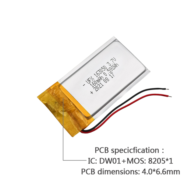 전문 리튬 이온 전지 제조업체 도매용 블루투스 이어폰 배터리 UFX 163050 160mAh 3.7V 재충전형 배터리 팩