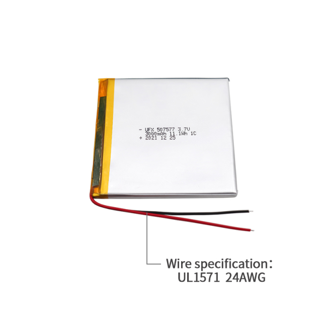 리튬이온 폴리머 셀 공장 디지털 기기 리포 배터리 도매 UFX 507577 3000mAh 3.7V 리튬 폴리머 배터리