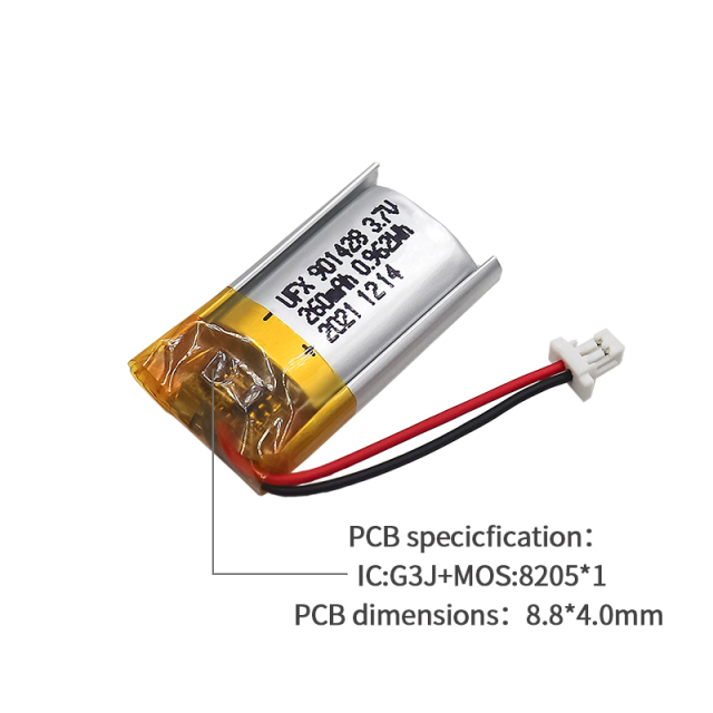 리튬 이온 폴리머 셀 공장 도매 원격 제어 장치 배터리 UFX 901428 260mAh 3.7V 충전식 리튬 폴리머 배터리