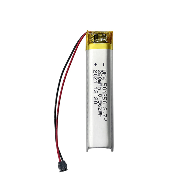 중국 리튬 이온 전지 제조사 커스텀 리딩 펜 배터리 UFX 501250 260mAh 3.7V 충전식 리튬 폴리머 배터리