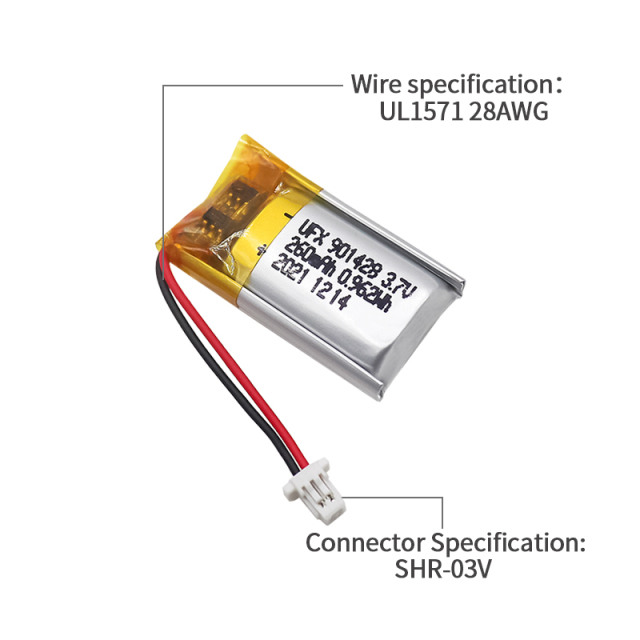 리튬 이온 폴리머 셀 공장 도매 원격 제어 장치 배터리 UFX 901428 260mAh 3.7V 충전식 리튬 폴리머 배터리