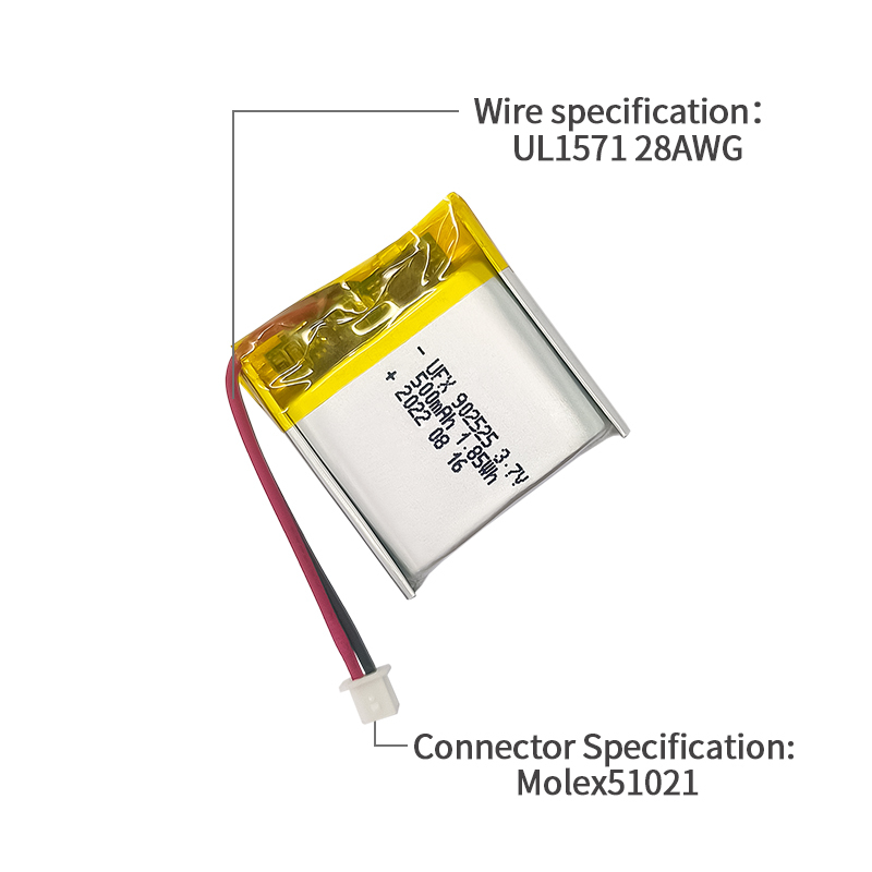 중국 폴리머 리튬 이온 셀 공장 스마트 홈 충전식 배터리 공급 UFX 902525 500mAh 3.7V 충전식 전지