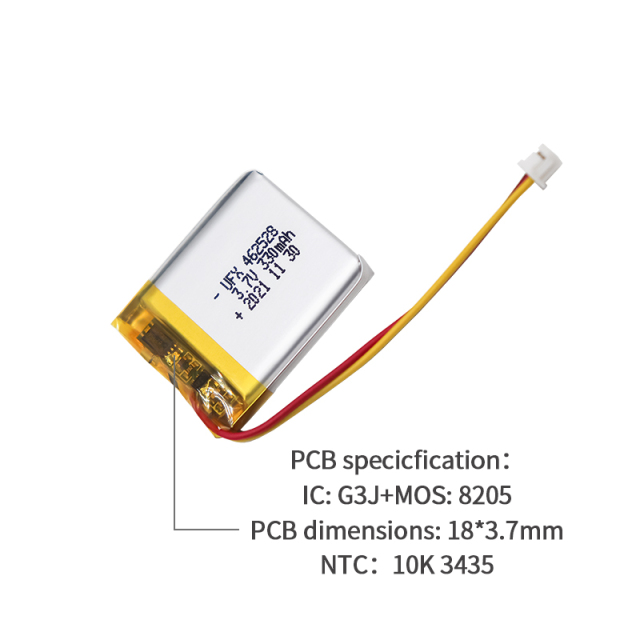 중국 리튬 이온 셀 제조업체 맞춤형 VR 안경 배터리 UFX 462528 330mAh 3.7V 충전식 Li-po 배터리