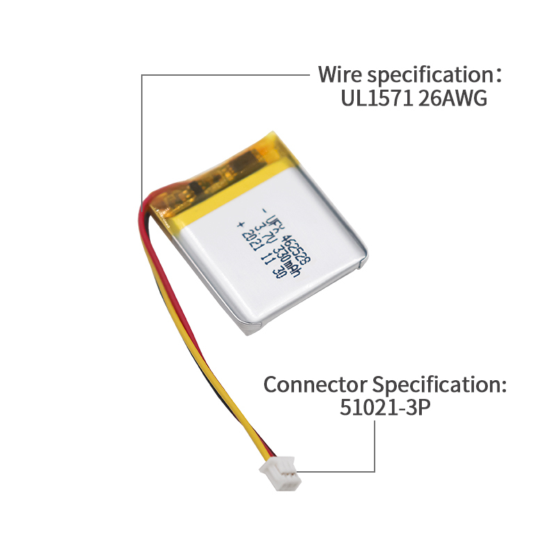 중국 리튬 이온 셀 제조업체 맞춤형 VR 안경 배터리 UFX 462528 330mAh 3.7V 충전식 Li-po 배터리