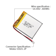 중국 리폴리머 전지 제조업체 스마트 안경 배터리 공급 UFX 403442 700mAh 3.7V 재충전형 배터리 팩