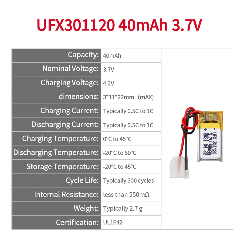 중국 리튬 이온 셀 제조업체 맞춤형 VR 안경 배터리 UFX 462528 330mAh 3.7V 충전식 Li-po 배터리