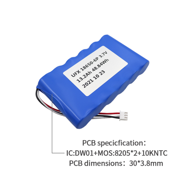 Chinese Li-polymer Cell Manufacturer Produce Large Capacity Tablet PC Battery UFX 18650-6P 13.2Ah 3.7V Li-po Battery Pack