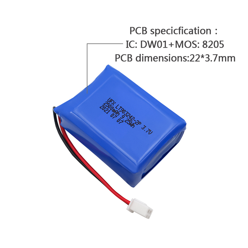 China Lithium-ion Polymer Cell Factory Assemble Battery UFX 903242-2P 2500mAh 3.7V Rechargeable Lipo Battery