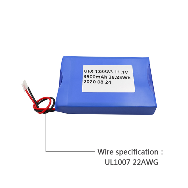 Li-ion Polymer Battery Pack Customized Rechargeable Battery UFX 185583 3500mAh 11.1V Rechargeable Battery Pack