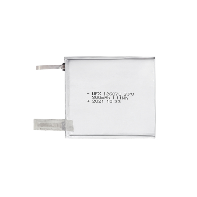 중국 Li-po 셀 공장 전문 사용자 정의 스마트 카드 울트라 씬 배터리 UFX 126070 300mAh 3.7V 리튬 이온 재충전형 배터리 팩